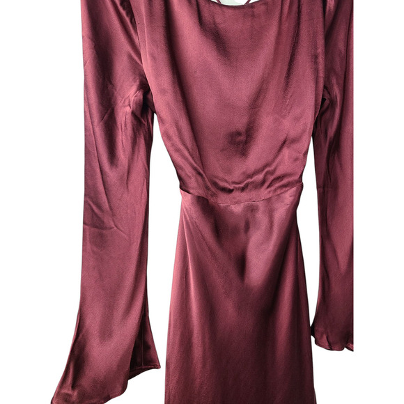 Shona Joy Elia Open Back Tie Mini Dress Burgundy US Size 10 NWT - Picture 6 of 12